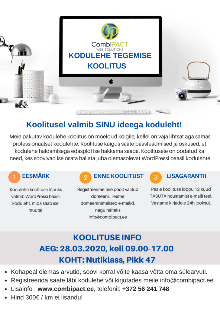 Kodulehe tegemise koolitus 28.03.20