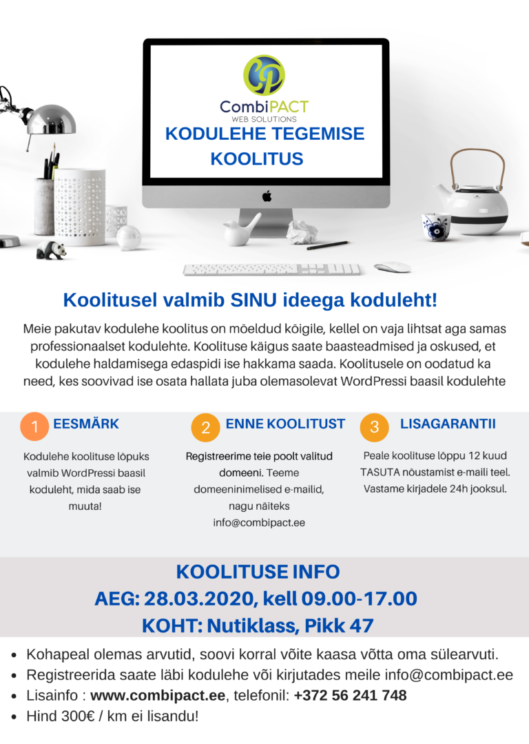 Kodulehe tegemise koolitus 28.03.20